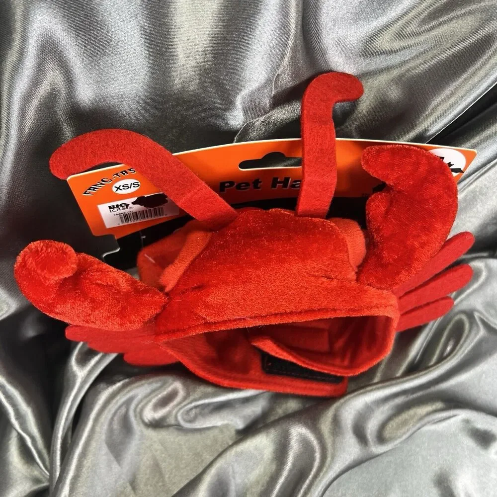 Halloween Pet Costume Hat Dog‎ Cat Lobster Crab Neck Size XS / S Red Adjustable